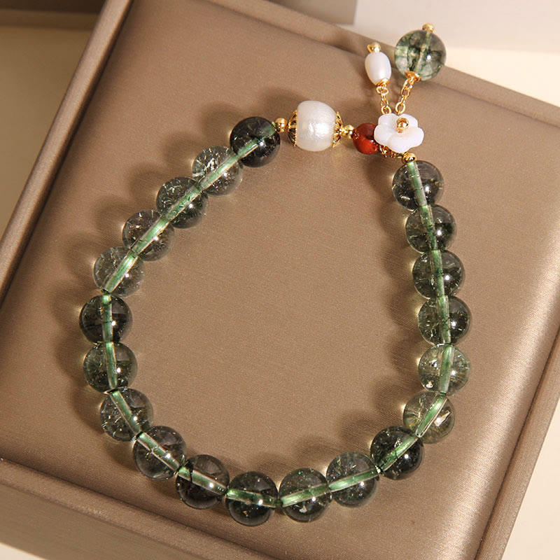 Bracelet Fantôme Vert en Quartz Clair Naturel | Harmonie & Renouveau Symbolique