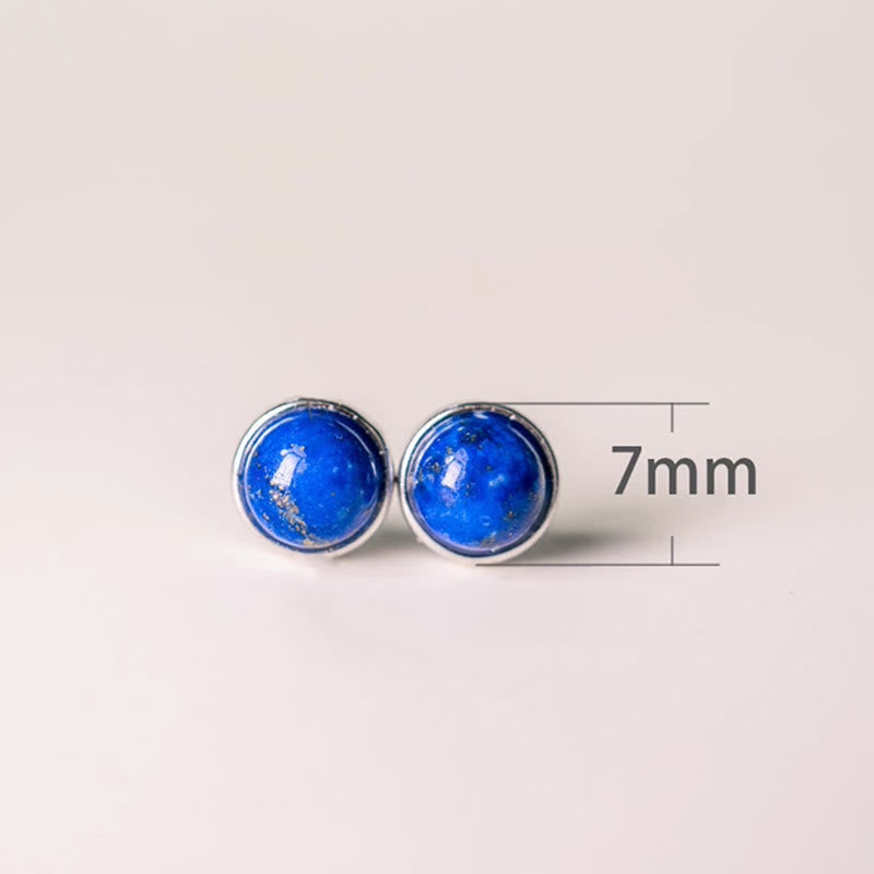 Boucles d’Oreilles Clous en Lazurite (Lapis-Lazuli) Naturelle 7 mm – Argent 925