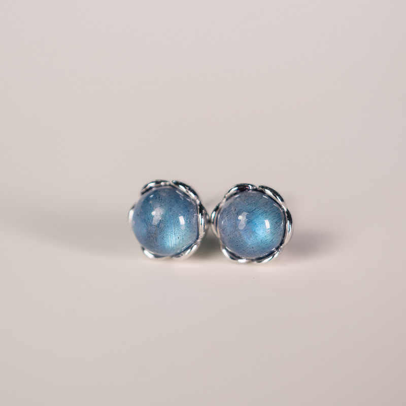 Boucles d’Oreilles Clous en Pierre de Lune Naturelle 6 mm – Argent 925