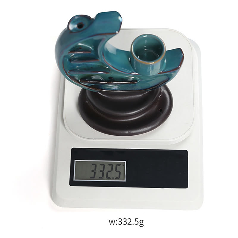 Brûleur d’Encens Lune Croissante Bleu en Céramique à Reflux – 12,2 cm