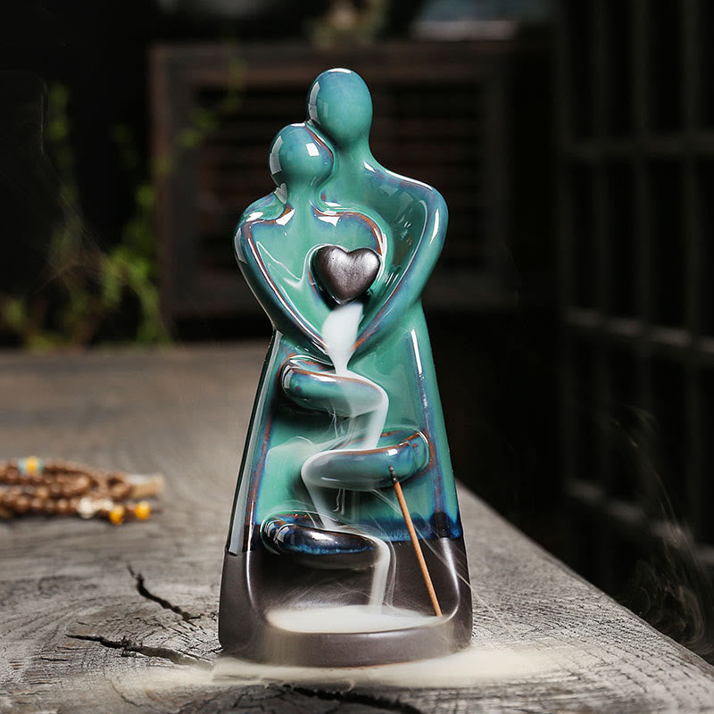 Porte-Encens à Reflux Couple d’Amoureux en Céramique 7,3 cm