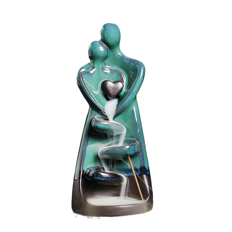 Porte-Encens à Reflux Couple d’Amoureux en Céramique 7,3 cm
