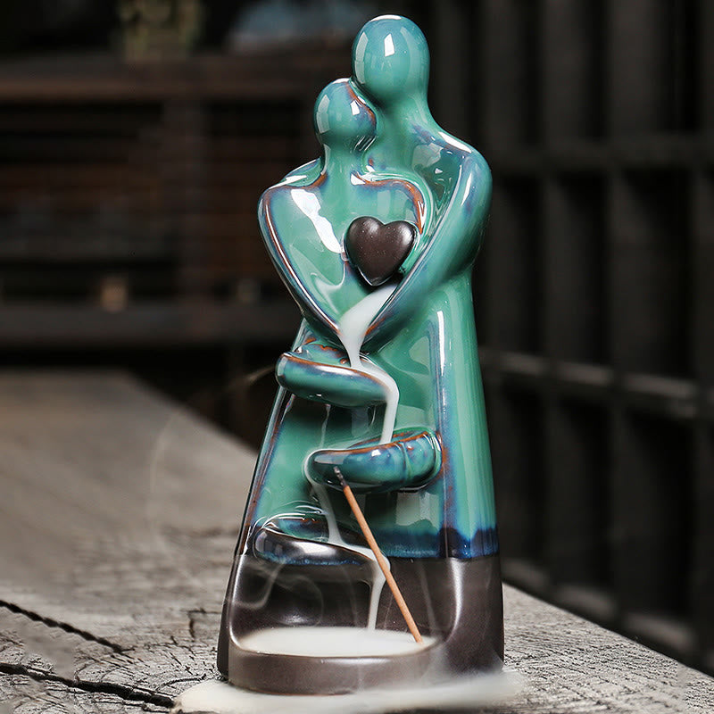 Porte-Encens à Reflux Couple d’Amoureux en Céramique 7,3 cm