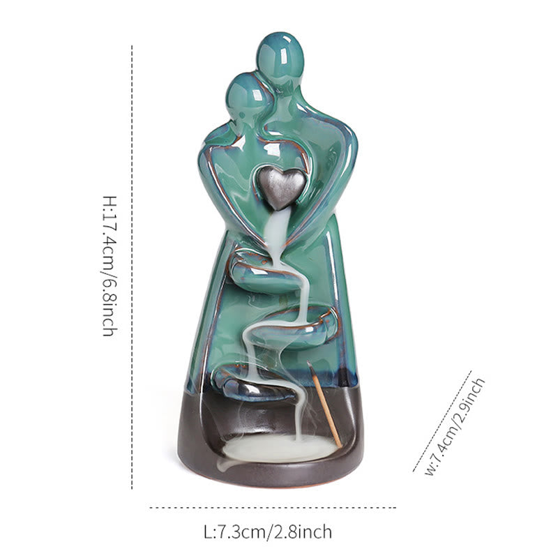 Porte-Encens à Reflux Couple d’Amoureux en Céramique 7,3 cm