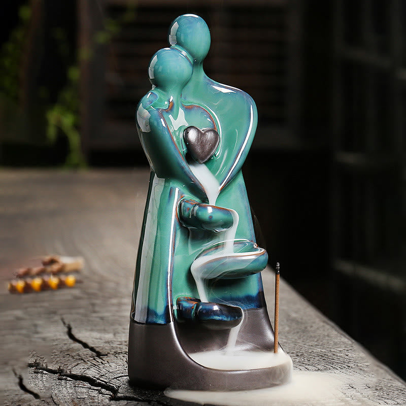 Porte-Encens à Reflux Couple d’Amoureux en Céramique 7,3 cm