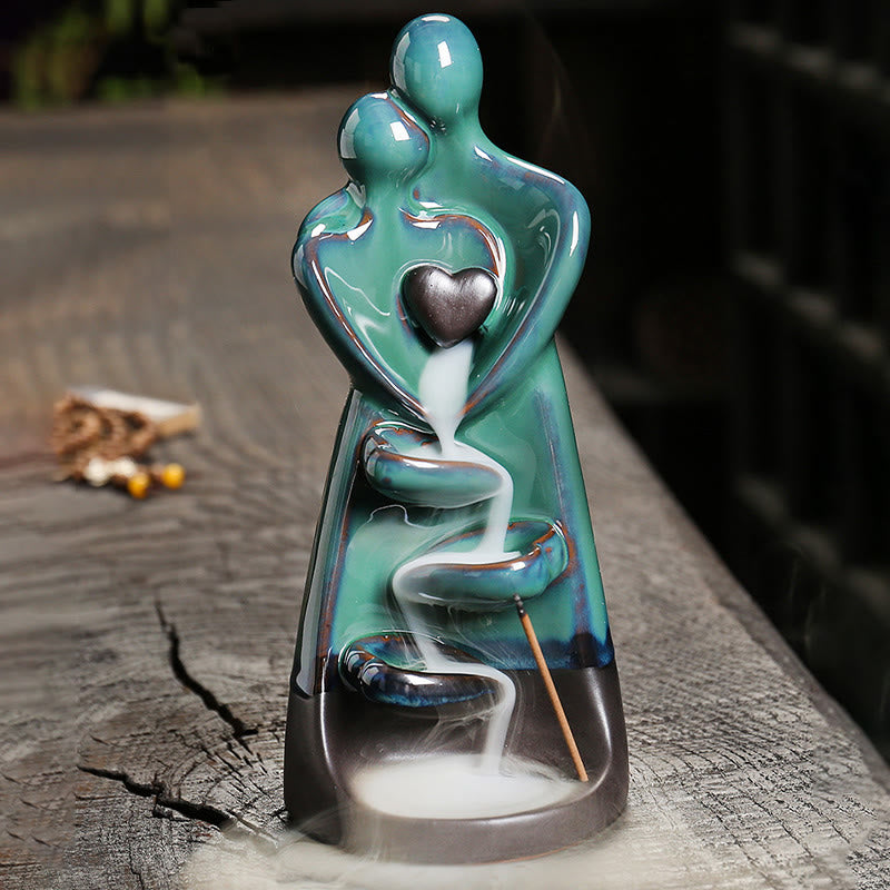 Porte-Encens à Reflux Couple d’Amoureux en Céramique 7,3 cm
