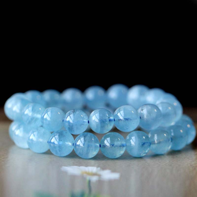 Bracelet Sérénité en Aigue-Marine & Ambre Naturels 8 mm | Harmonie & Apaisement Symbolique