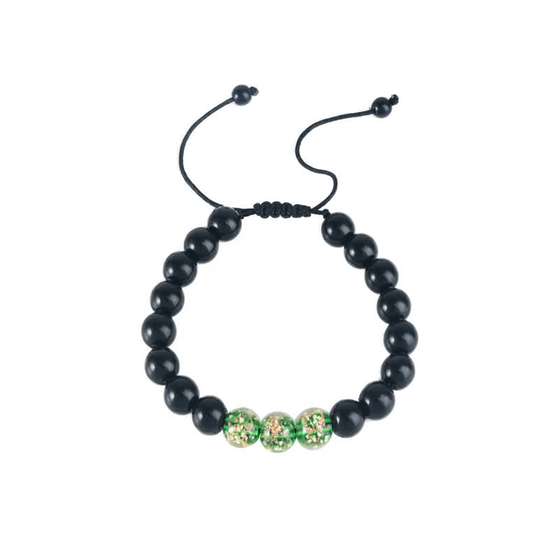 Bracelet Force en Obsidienne Noire 10 mm & Pierre Lumineuse | Protection & Ancrage