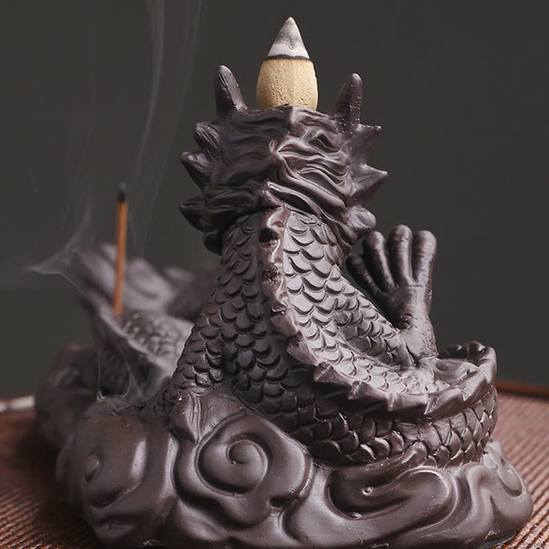 Brûleur Dragon Argile Pourpre – Symbole de Chance et Protection