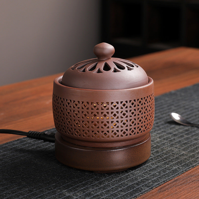 Brûleur d’Encens Électrique Zisha avec Veilleuse – Argile Traditionnelle