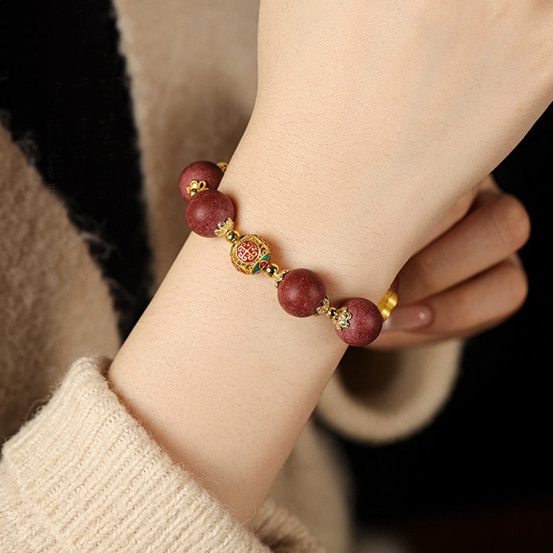 Bracelet Hexiang “Rêve des Dynasties du Sud” – Perles Parfumées & Calcédoine Bleue (~12 mm)