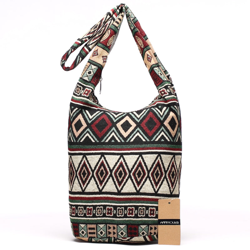 Sac à bandoulière en tissu tissé – Polyester – 30 cm