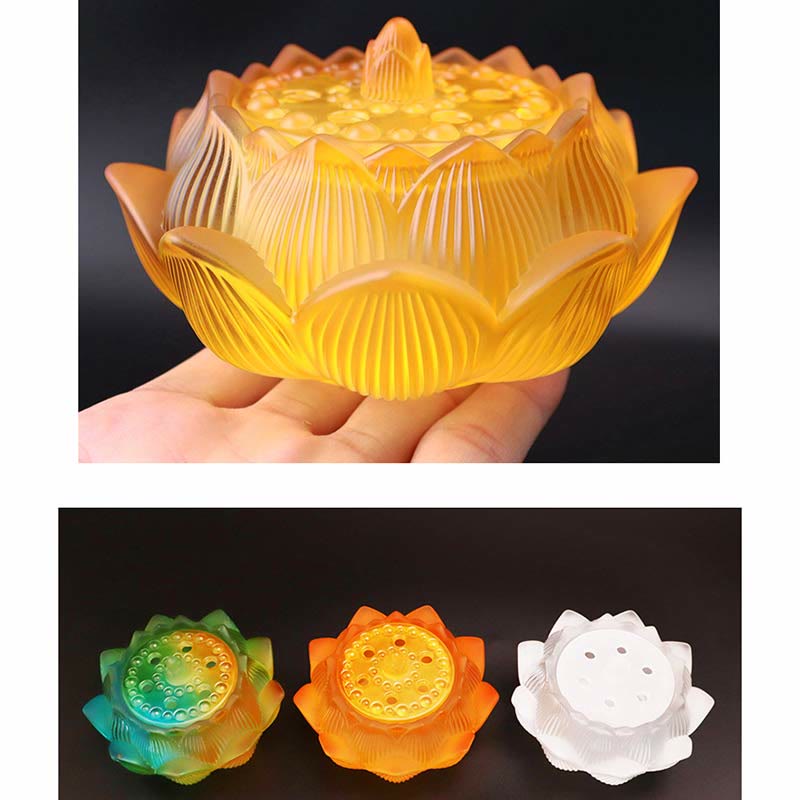 Brûleur d'encens de méditation de guérison en cristal de Lotus Liuli de Buddha Stones
