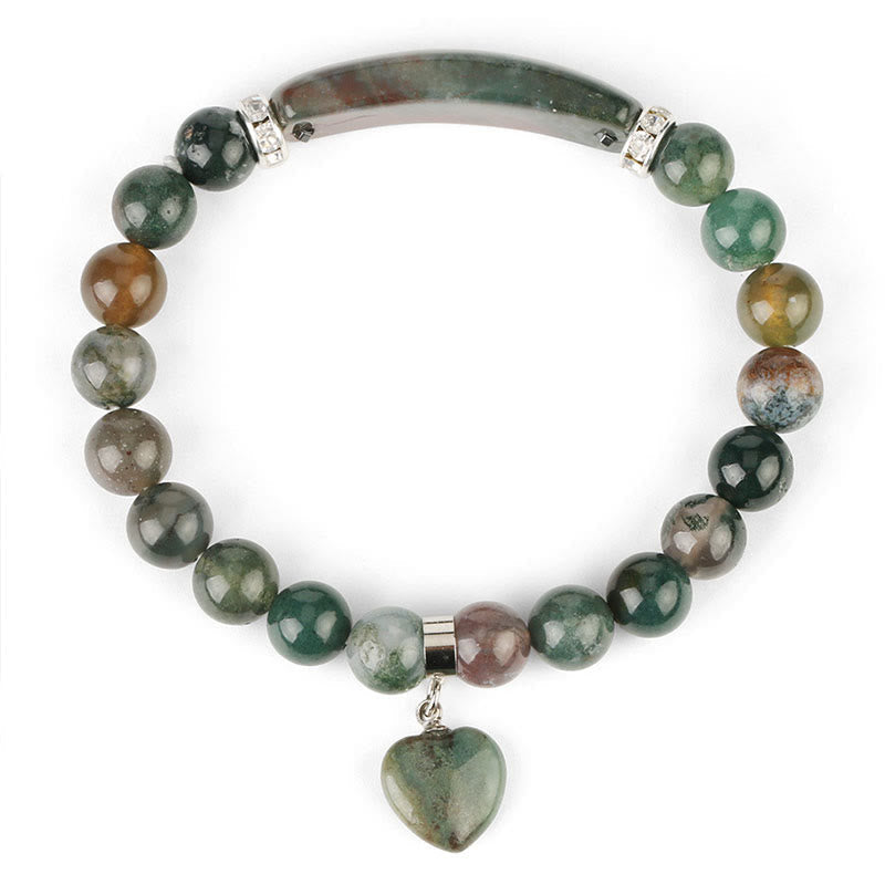 Bracelet en Améthyste Naturelle Forme Cœur 8 mm, Perles Artisanales