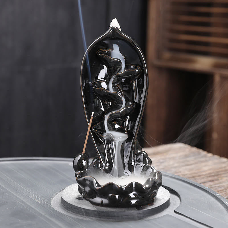 Brûleur d'encens à cascade Buddha Stones Porte-encens à reflux