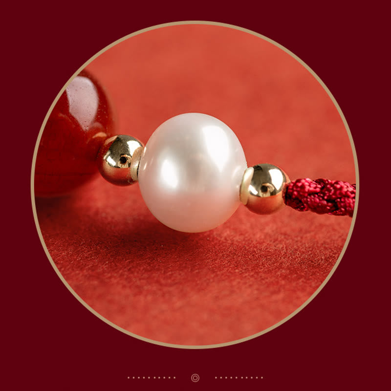 Bracelet Fil Rouge en Argent Sterling 925 avec Symbole Fu (福)
