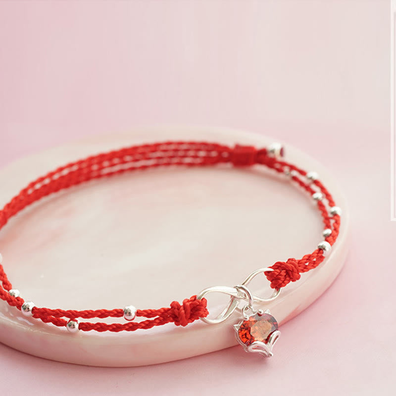 Bracelet de Cheville Spirituel Fil Rouge Cœur Infini (Ajustable)