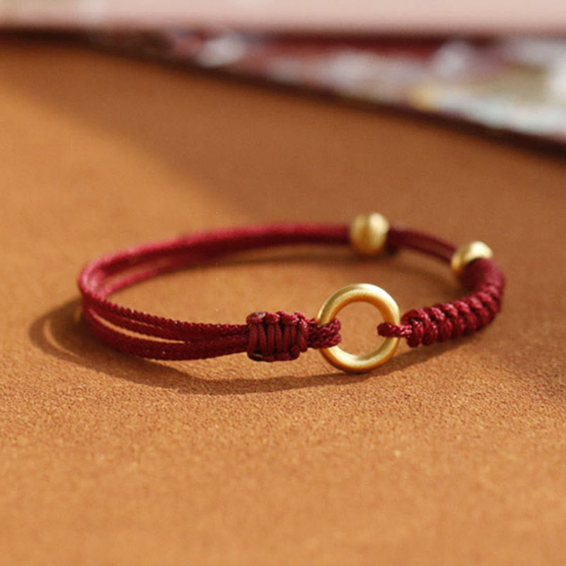 Bracelet Fil Rouge Ajustable avec Boucle de Paix, Protection & Chance