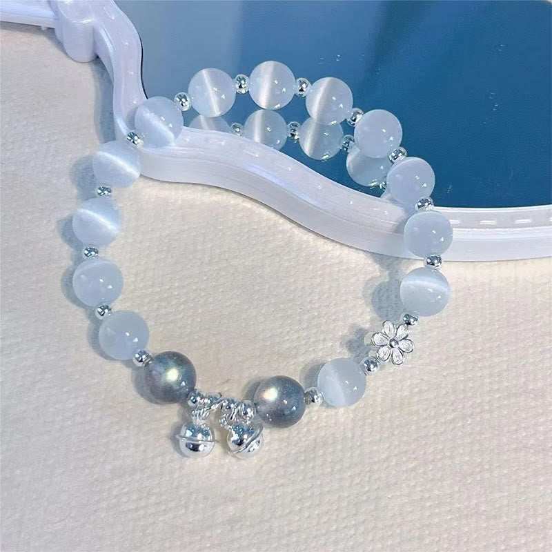 Bracelet Fu Fleur de Pêcher en Cristal Œil de Chat