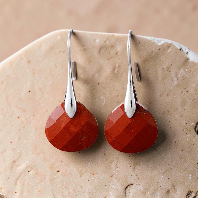 Boucles d'oreilles Kaya en Jaspe Rouge ou Agate Noire