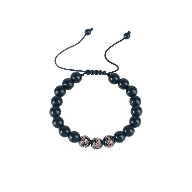 Bracelet Force en Obsidienne Noire 10 mm & Pierre Lumineuse | Protection & Ancrage