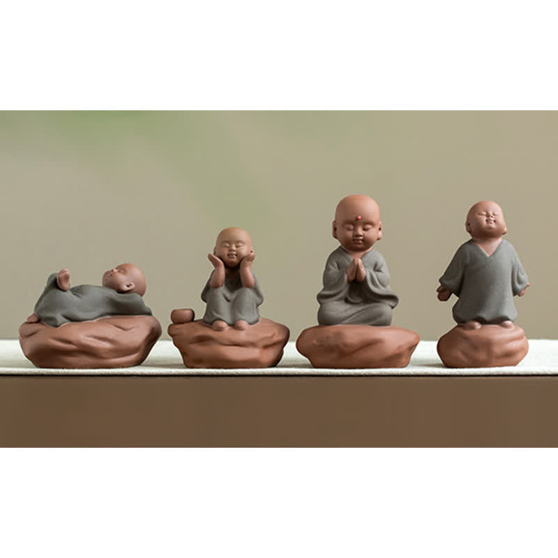 Statue Bouddha en Bois de Pêcher Noir 5,4 cm | Décoration Zen Fleur