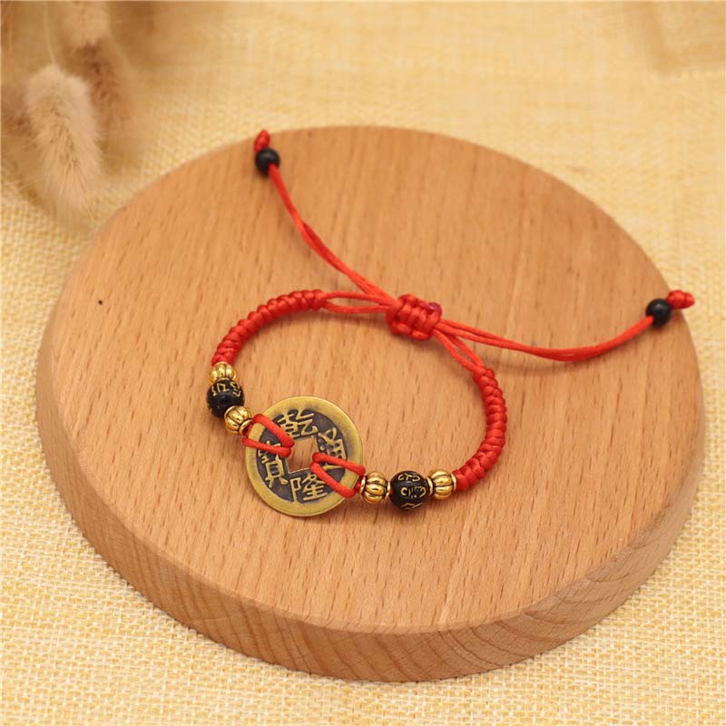 Bracelet Fil Rouge avec Pièce de Cuivre – Protection & Prospérité