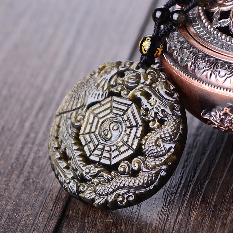 Collier Yin Yang en Obsidienne Dorée Naturelle