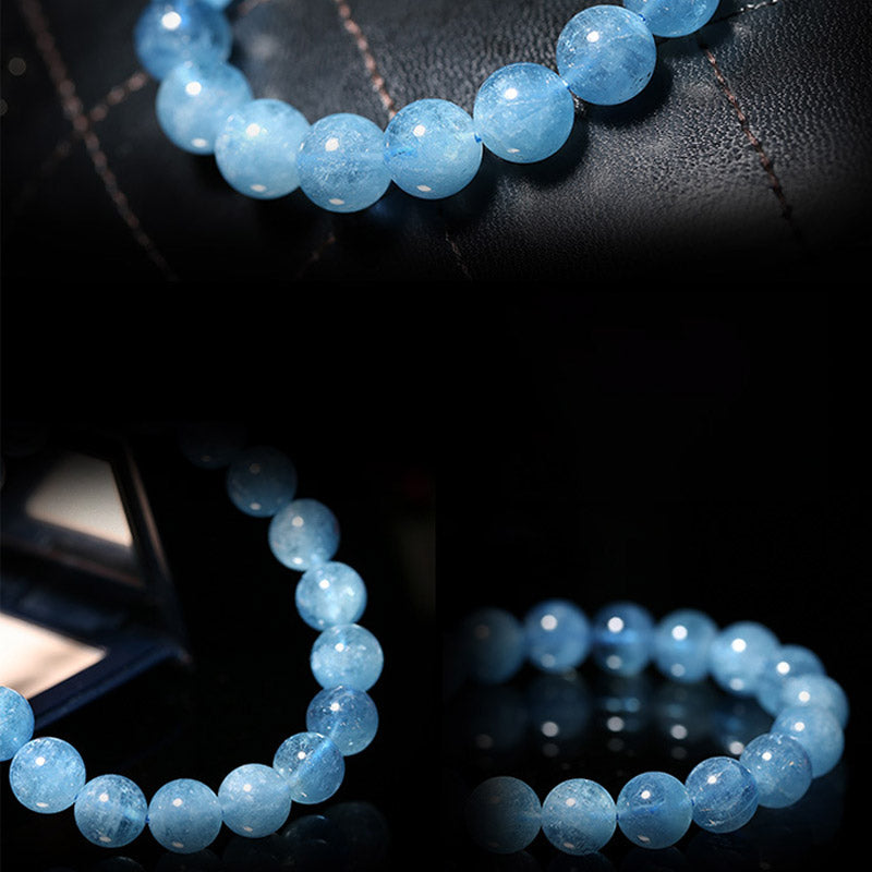 Bracelet Paix en Aigue-Marine Naturelle 8 mm | Clarté & Sérénité Symbolique