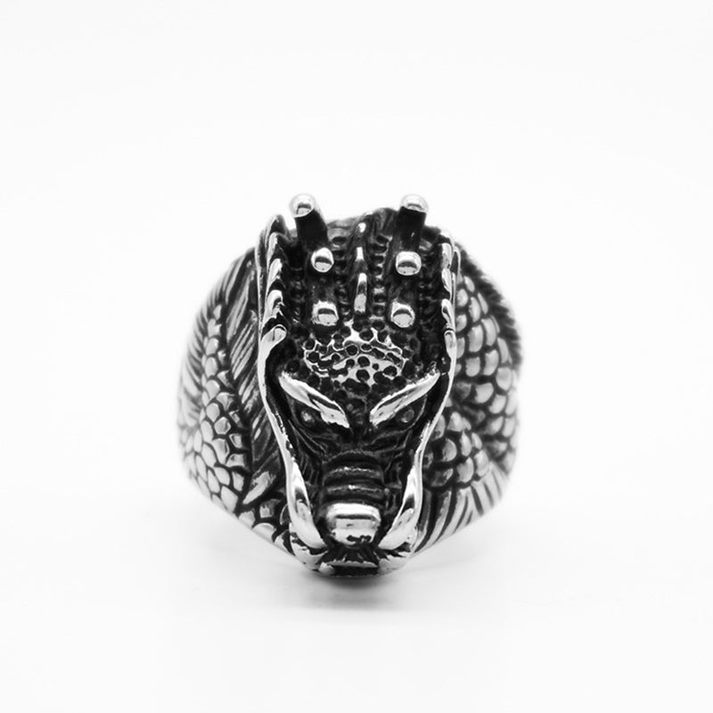 Bague Dragon Équilibre en Acier Titane – Anneau Symbolique Unisexe