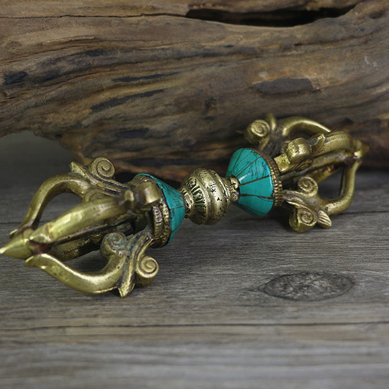 Vajra Dorje Tibétain en Cuivre Cinq Branches Fait Main | Outil Spirituel de Méditation