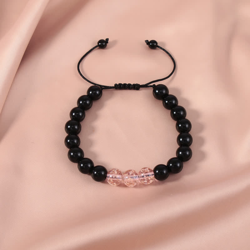 Bracelet Force en Obsidienne Noire 10 mm & Pierre Lumineuse | Protection & Ancrage
