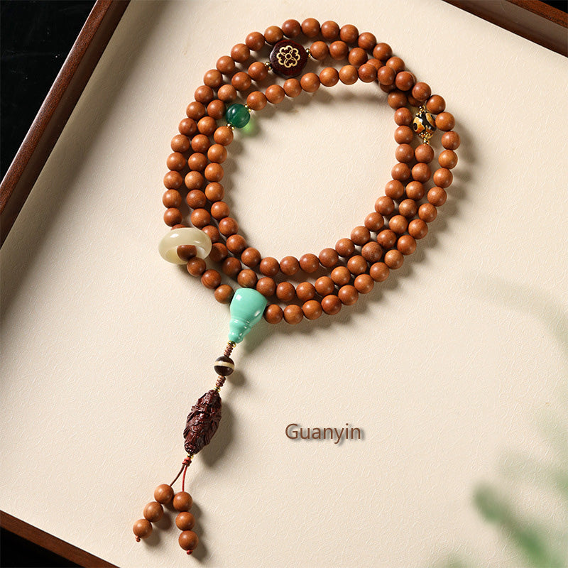 Bracelet Guanyin en Bois de Santal – Bois Précieux & Graines de Bodhi