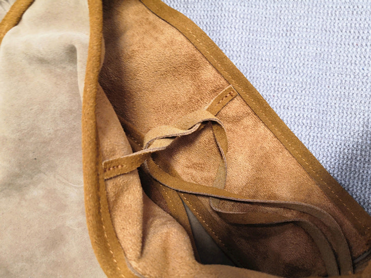 Sac à bandoulière femme à franges en cuir – Cuir véritable – 28 cm