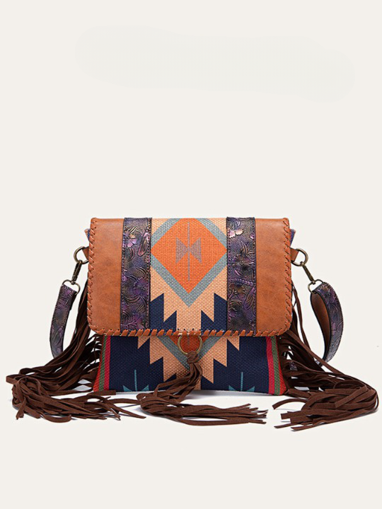 Sac à bandoulière femme en cuir style boho – Cuir véritable – 26 cm