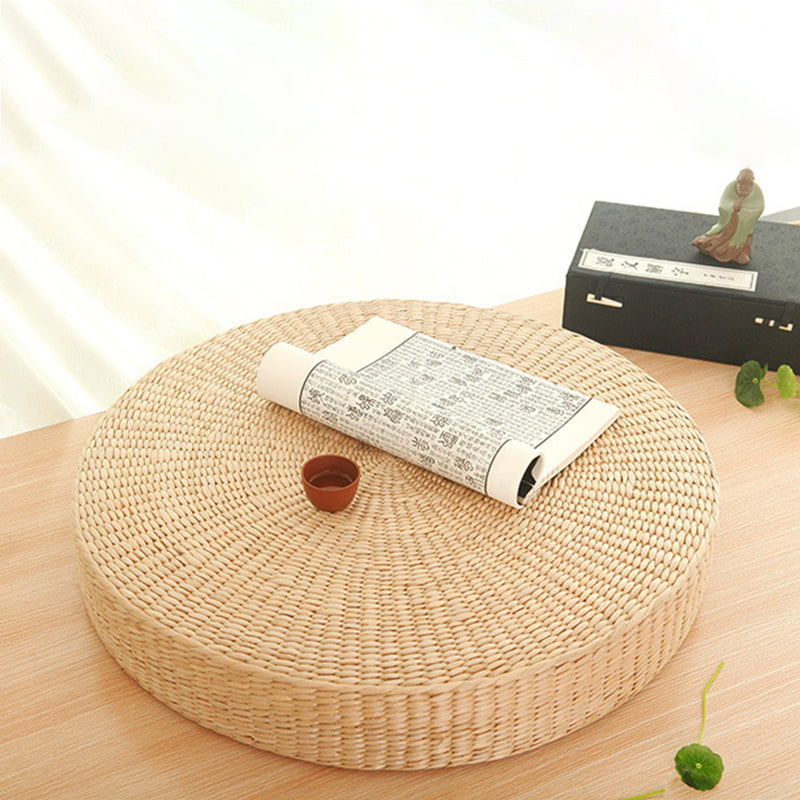 Coussin de Méditation Rond en Paille Tissée – Assise Naturelle & Respirable