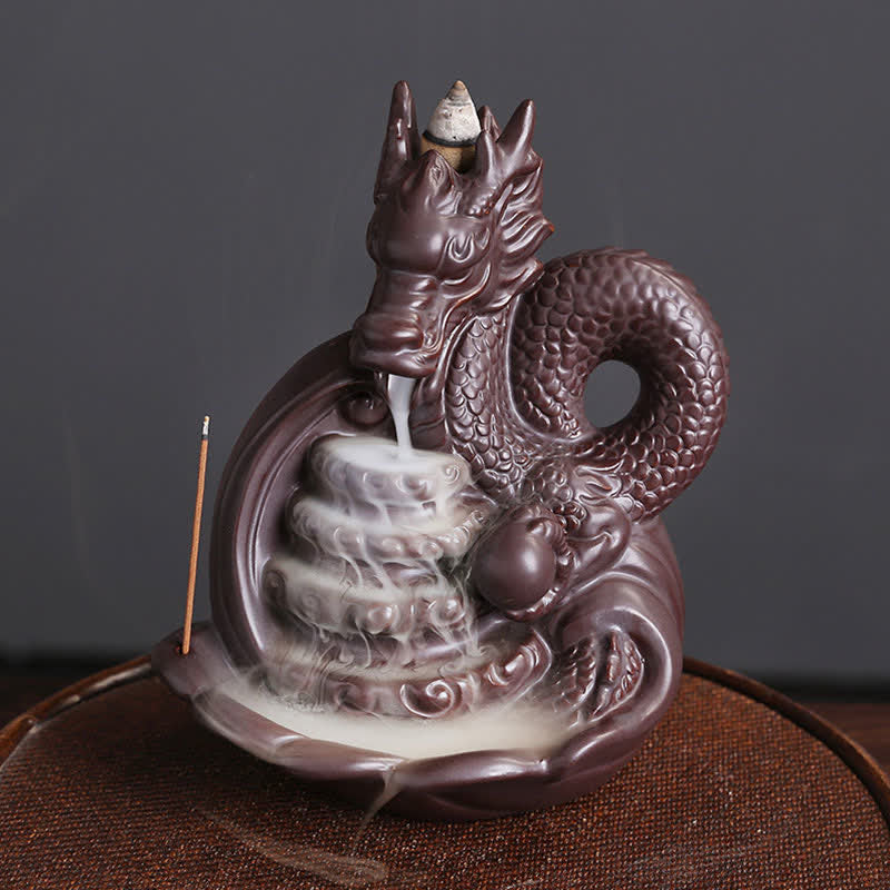 Porte-Encens Dragon en Céramique – Énergie de Succès et Protection