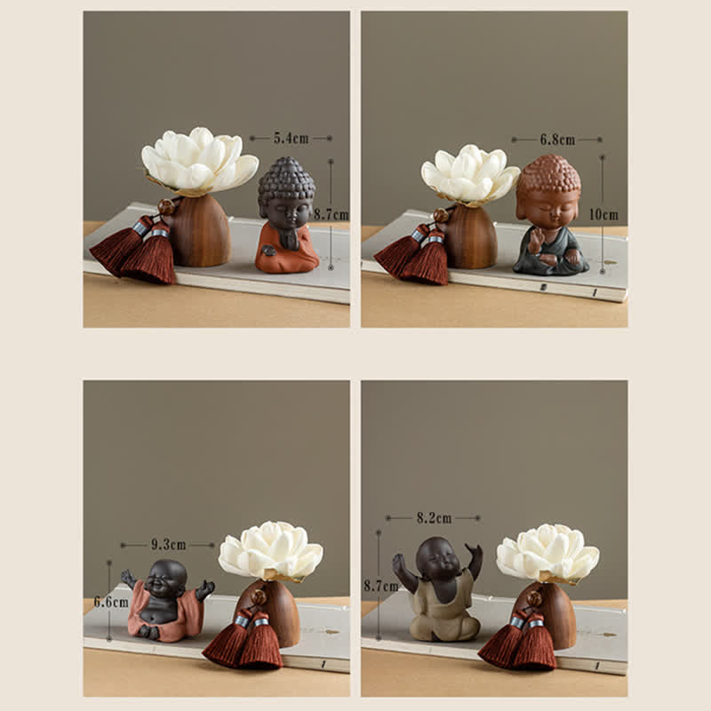 Statue Bouddha en Bois de Pêcher Noir 5,4 cm | Décoration Zen Fleur