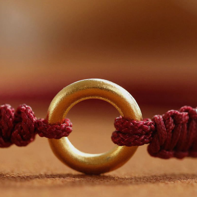 Bracelet Fil Rouge Ajustable avec Boucle de Paix, Protection & Chance