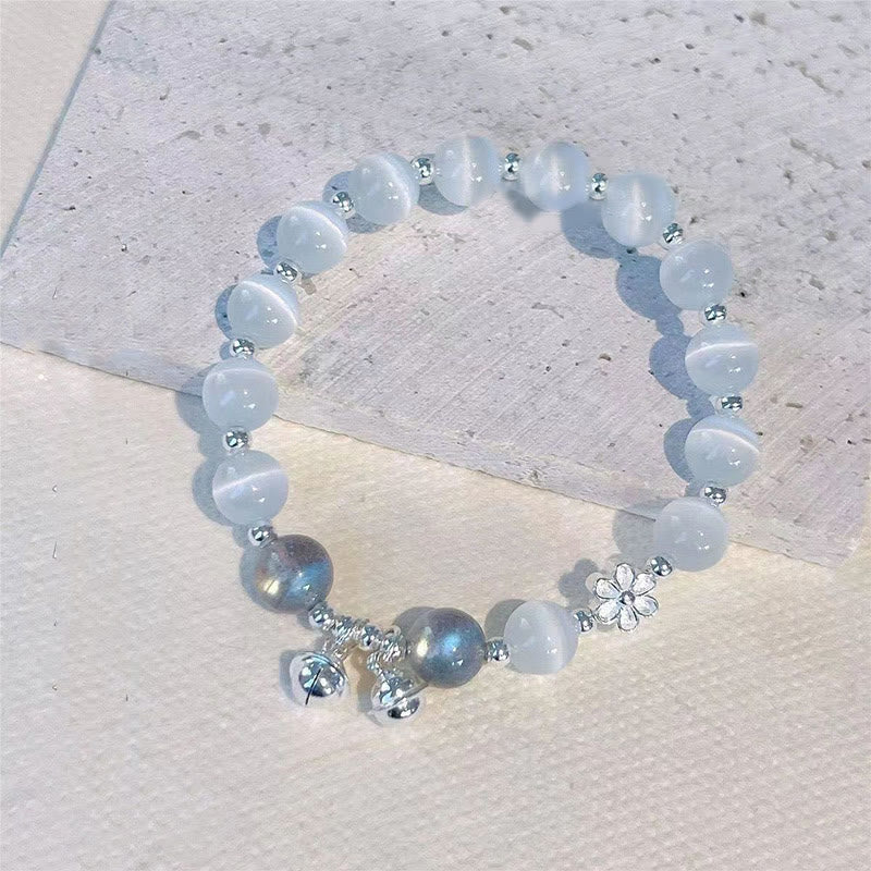Bracelet Fu Fleur de Pêcher en Cristal Œil de Chat