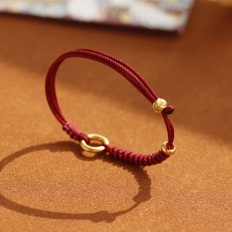Bracelet Fil Rouge Ajustable avec Boucle de Paix, Protection & Chance