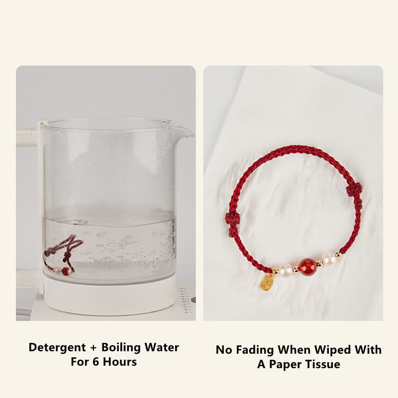 Bracelet Fil Rouge en Argent Sterling 925 avec Symbole Fu (福)
