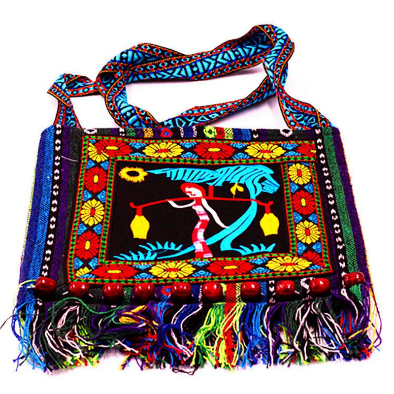 Sac à bandoulière femme vintage ethnique d’inspiration chinoise – Polyester – 33 cm