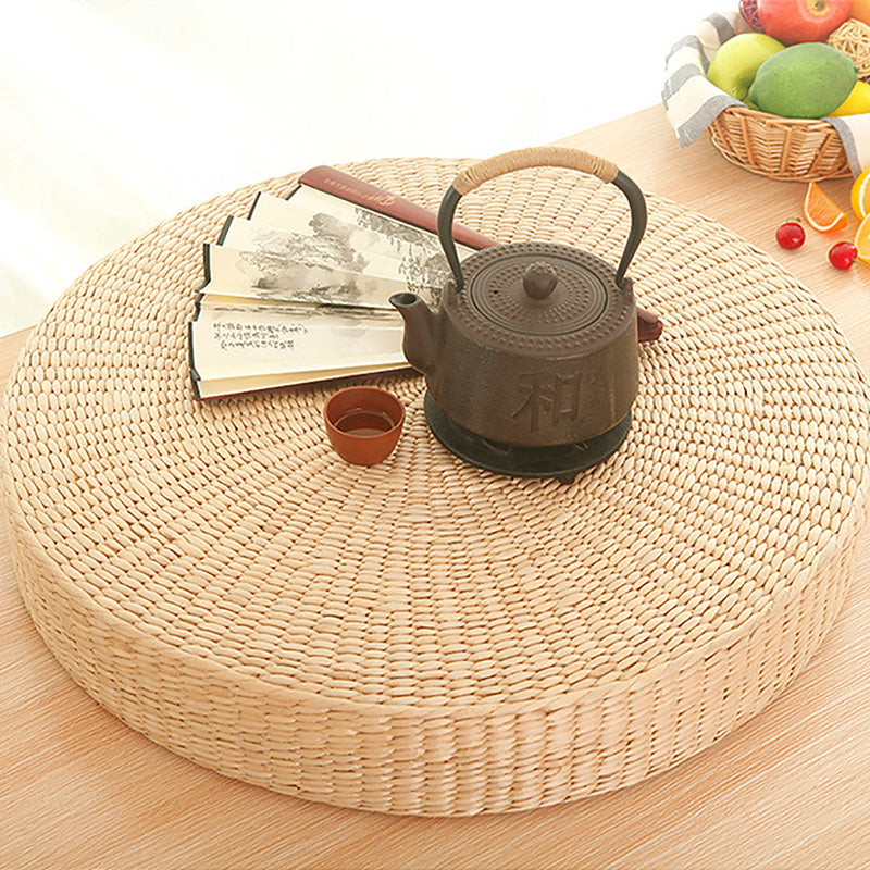 Coussin de Méditation Rond en Paille Tissée – Assise Naturelle & Respirable