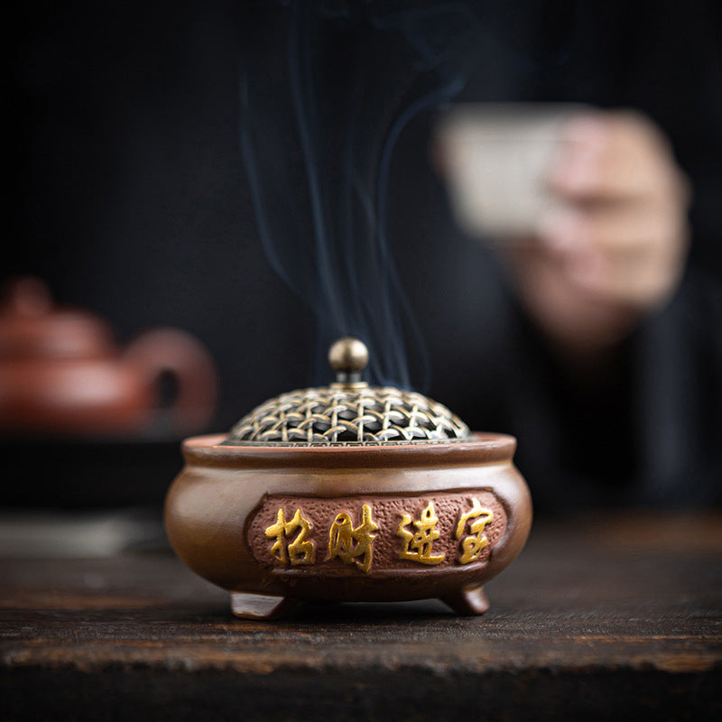Brûleur d’Encens en Céramique Traditionnelle Chinoise – Motifs Classiques