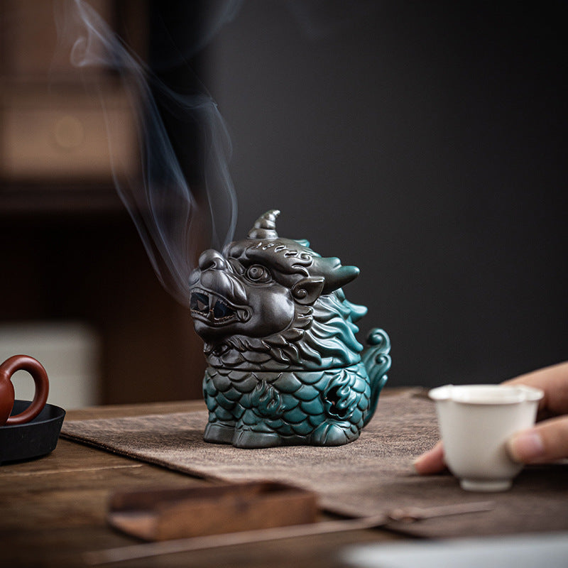 Brûleur d’Encens Kylin en Céramique – Symbole de Chance & Prospérité
