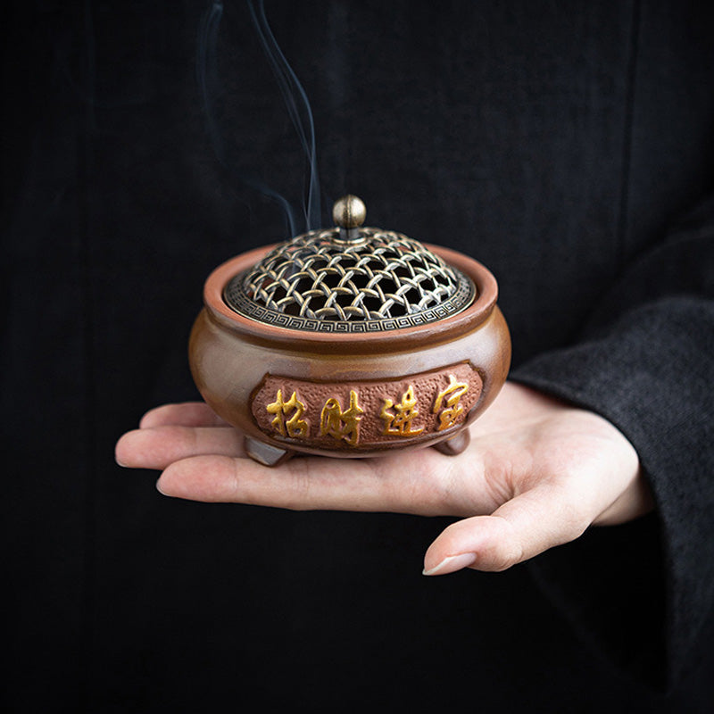 Brûleur d’Encens en Céramique Traditionnelle Chinoise – Motifs Classiques