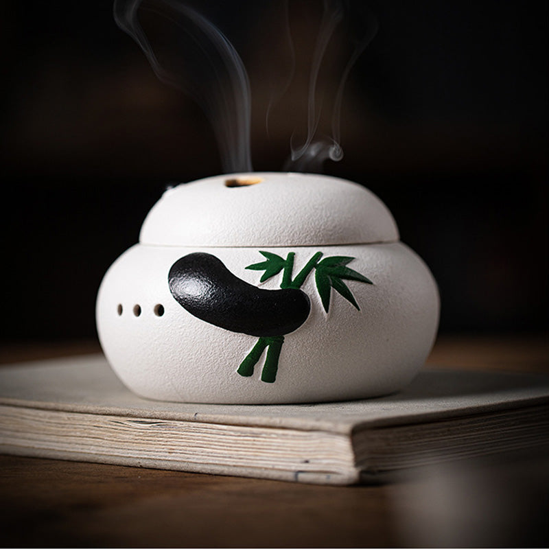 Brûleur d’Encens Panda en Céramique – Objet Décoratif Apaisant
