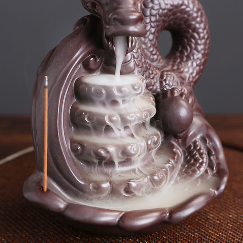 Brûleur d'encens en céramique à motif de dragon