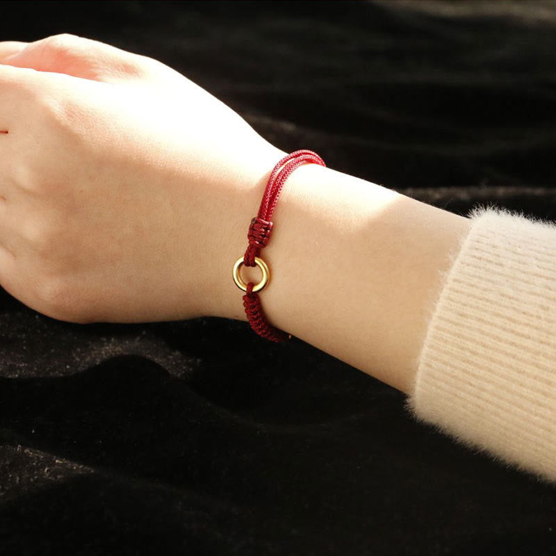 Bracelet Fil Rouge Ajustable avec Boucle de Paix, Protection & Chance
